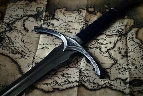 medieval sword on a map