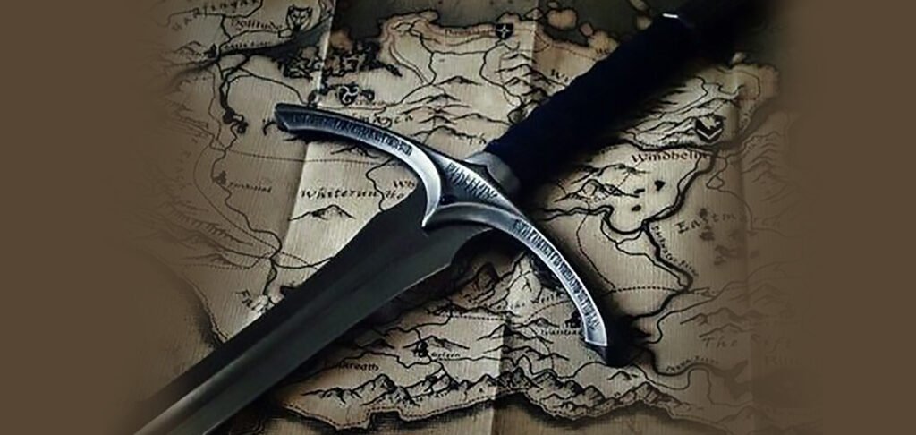 sword blade on a medieval map