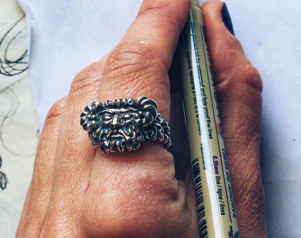 satyr pan mythological fantasy silver ring