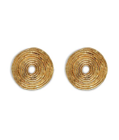 gold helios solar disc earrings