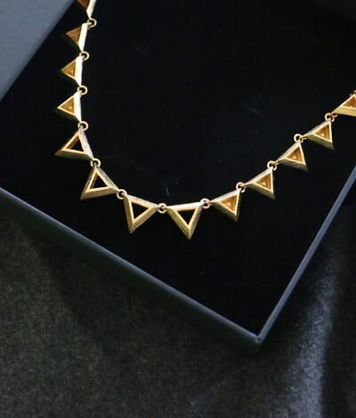 geometry minimalist triangle gold statement necklace