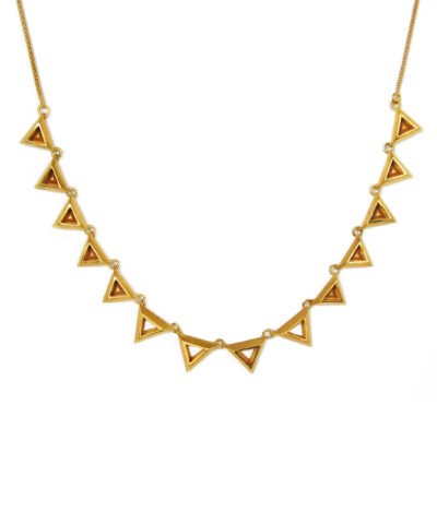 geometric architectural minimalist triangle gold statement necklace