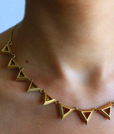 geometry minimalist triangle gold statement necklace