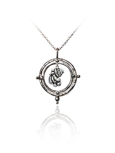 Aquarius zodiac sign silver necklace pendant