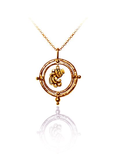 Aquarius zodiac sign gold necklace pendant