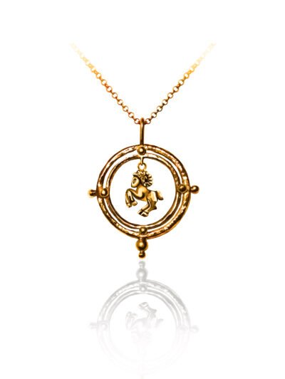 Aries zodiac sign gold necklace pendant
