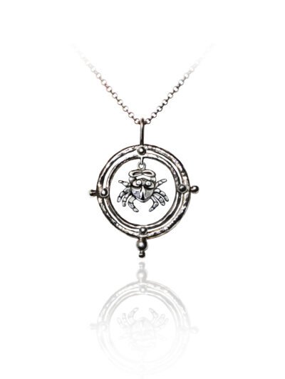 Cancer zodiac sign silver necklace pendant