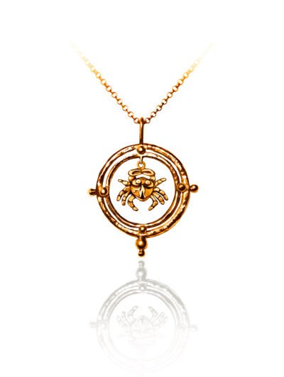 Cancer zodiac sign gold necklace pendant