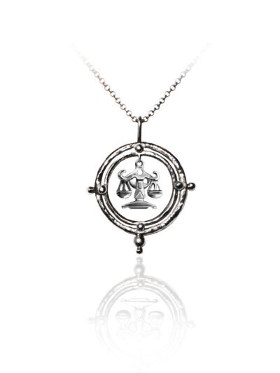 Libra zodiac sign silver necklace pendant