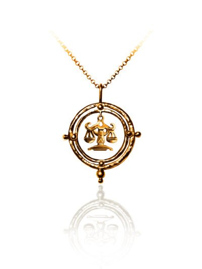 Libra zodiac sign gold necklace pendant