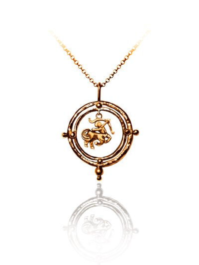 Sagittarius zodiac sign gold necklace pendant