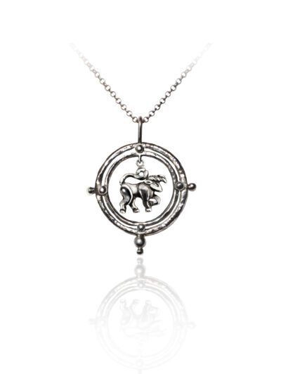 Taurus zodiac sign silver necklace pendant