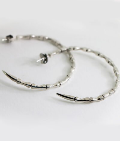 Elegant minimalist edgy silver hoop earrings