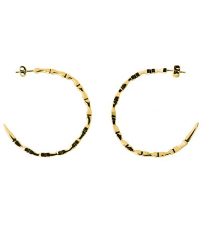Elegant minimalist edgy handcrafted gold hoop earrings