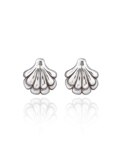 seashell stud silver earrings, ocean earrings, shell earrings, sea shell earrings, beach jewelry, gold shell stud earrings, mermaid core