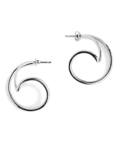 Ocean wave earrings, minimalist spiral earrings, geometric hoop earrings, minimalist sea jewelry, silver statement earrings, golden section