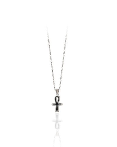 Small silver ankh necklace: a delicate symbol of life and eternity, hanging from a fine chain