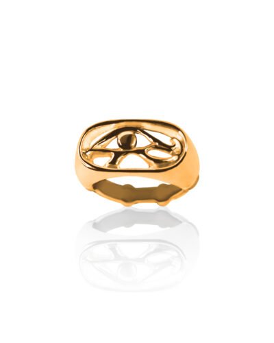 Eye of Horus ring, inspired by ancient Egypt. A symbol of protection, strength, and spiritual guidance. vermeil gold