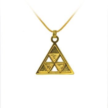 gold plated triangular pintadera symbol necklace